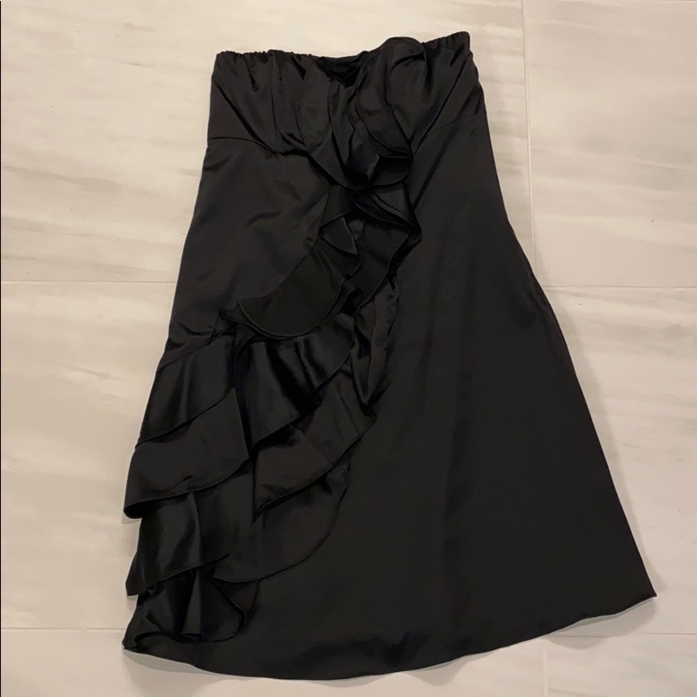 Black satin cocktail dress
